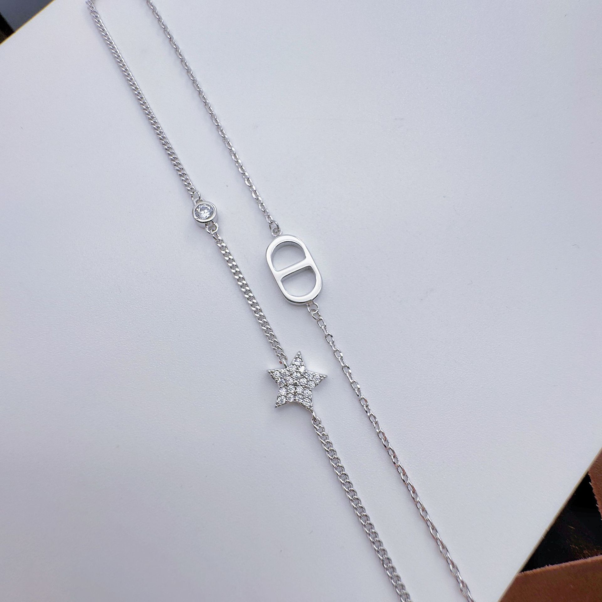 Celeste celeste niche nuevo premium sense pulsera ligera palabra de lujo nose de cerda estrella con diamantes doble estilo europeo y americano pic 12