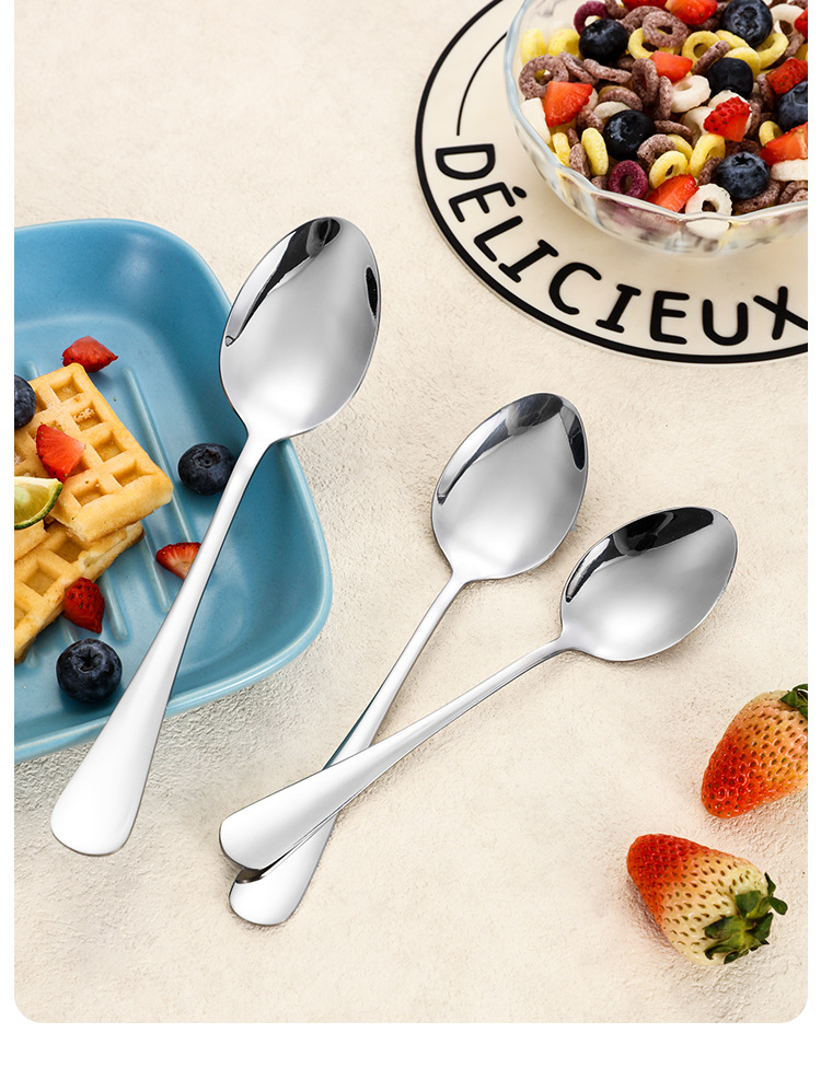 1010不锈钢勺子家用吃饭勺汤勺儿童喂养勺酒店西餐餐具咖啡勺批发详情7