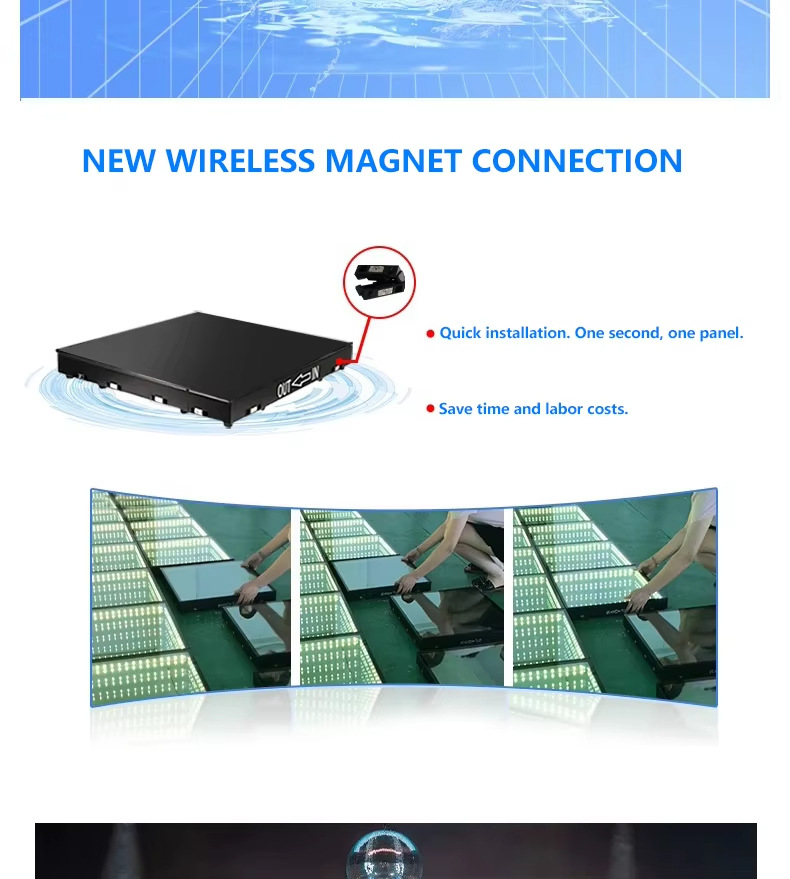 厂家直销便携式无线磁性互动七彩深渊灯方形跳舞DJ地砖灯婚庆派对3D舞台灯详情5