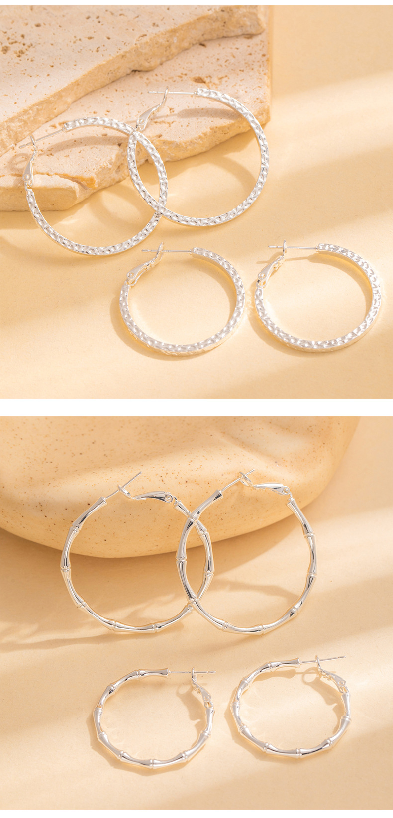 Sweet and cool style fashionable commuting large circle thin ear ring, niche design sense exaggerated earrings 925 silver needle plain ring earrings pic 81