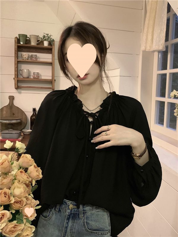 新中式雪纺衬衫女夏季2024新款气质高级感长袖小个子系带宽松上衣详情4
