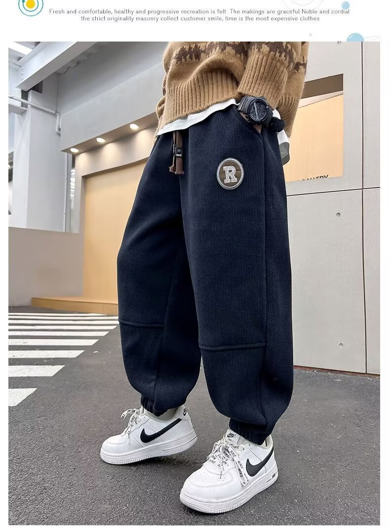 男童冬季加绒裤子秋冬款2023新款儿童棉运动裤一体绒中大童厚卫裤详情13