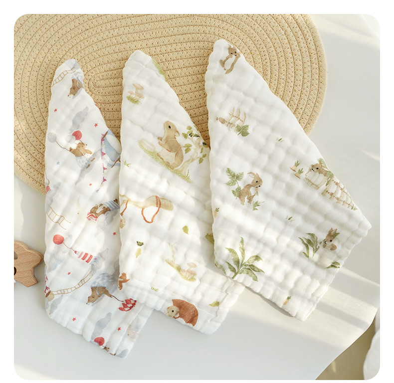 六层泡泡纱新生儿纱布口水巾儿童小毛巾宝宝洗脸巾洗手帕婴儿方巾详情26