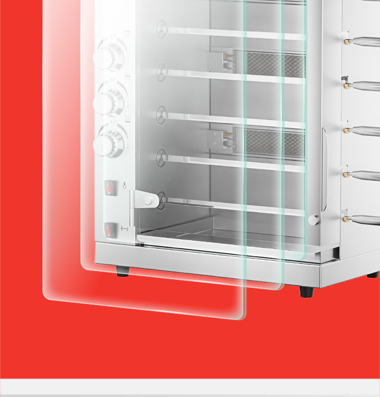 Commercial vertical multi-functional 3-roller, 5-roller and 7-roller chicken roasting ovens, fully automatic rotating chicken roasting equipment specially designed for hotels and restaurants pic 13