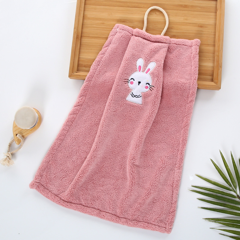 【 Chi Jia 】 High-density coral fleece cartoon embroidered hanging towels, hand towels, kitchen rags, handkerchiefs, absorbent towels pic 6