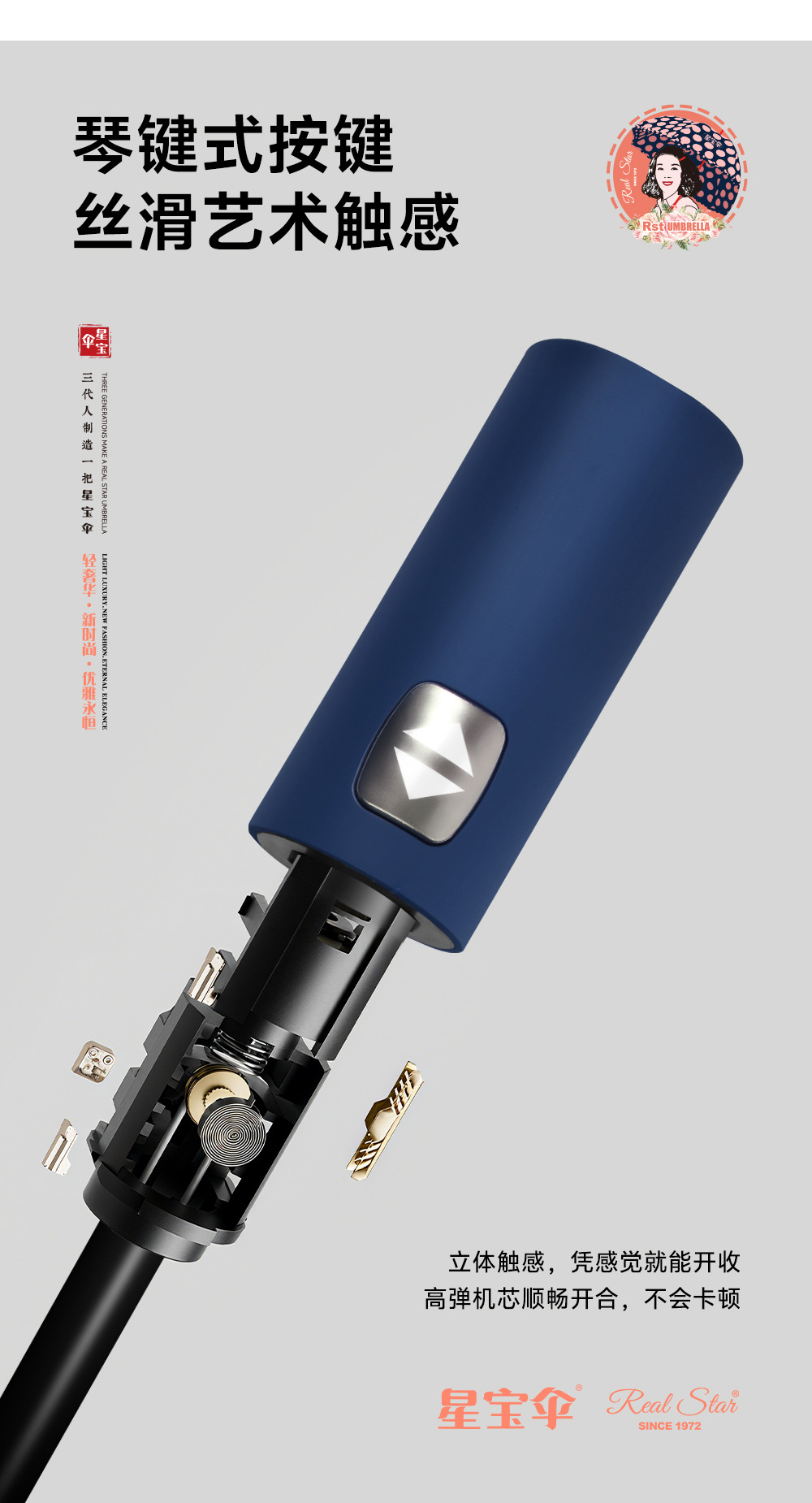 【外贸】新款三折自开收碰击布雨伞55cm21吋8K自动雨伞 umbrella详情8