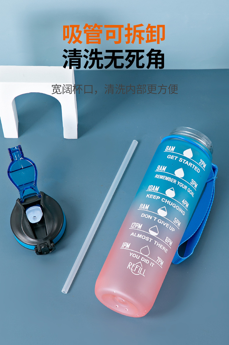 学生爆款塑料水杯高颜值太空杯渐变大容量水杯吸管杯大肚子刻度杯详情14
