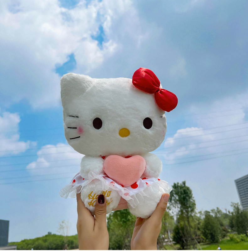 New heart-hugging KT cat doll, gauze dress, hellokitty plush toy, Hello Kitty birthday gift wholesale pic 2