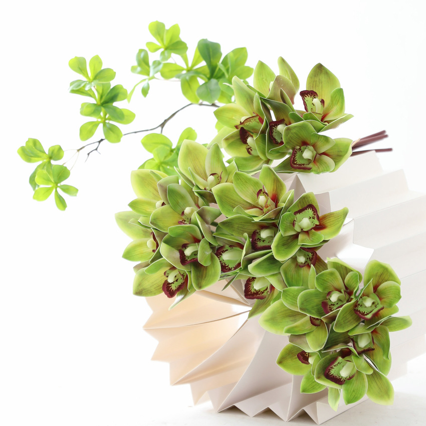 Hui LAN Flower Art: 6-head 3D printed hand-held fabric orchid bouquet, wedding decoration, hand-held bouquet, home simulation flower art, simulation plant orchid flower accessories pic 8