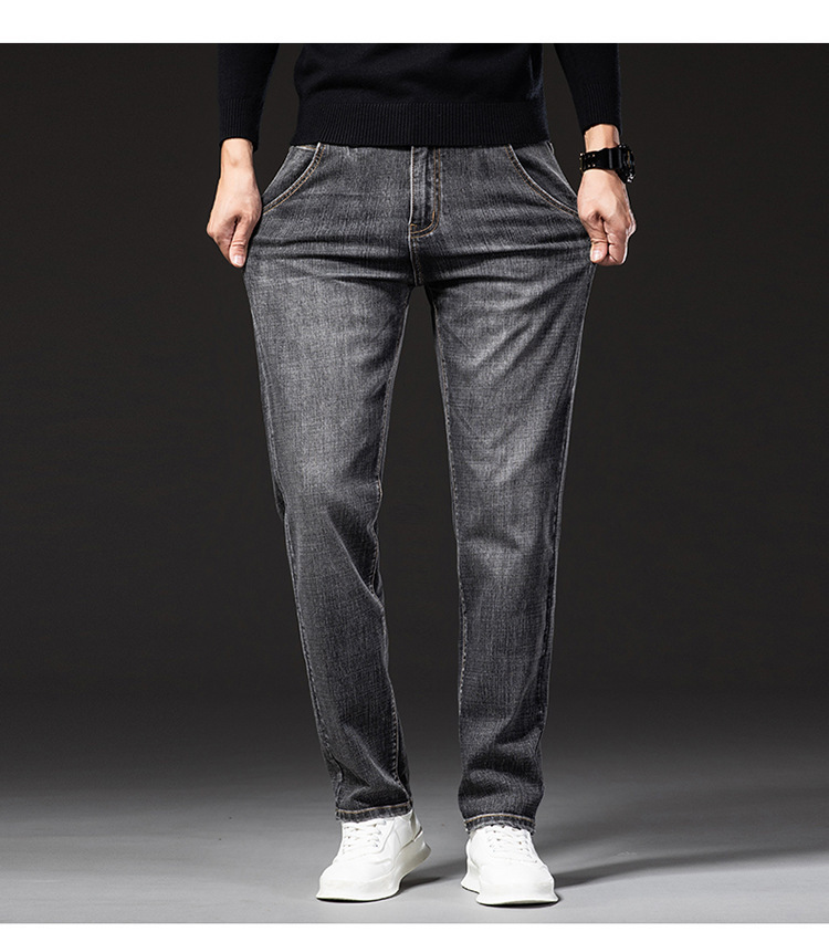 牛仔裤男秋冬商务直筒宽松弹力中青年长裤子男春秋款详情19