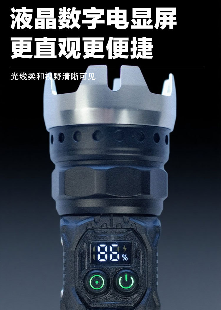 White laser LED flashlight, 750 lumens strong light charging, multi-functional outdoor long-range portable window-breaking lighting flashlight pic 7