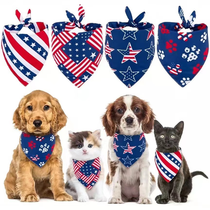 Rongka Pet Cross-border New European and American pet triangular scarves, polyester puppy scarves, dog neck scarves, saliva wipes, cat scarves and decorative items pic 1