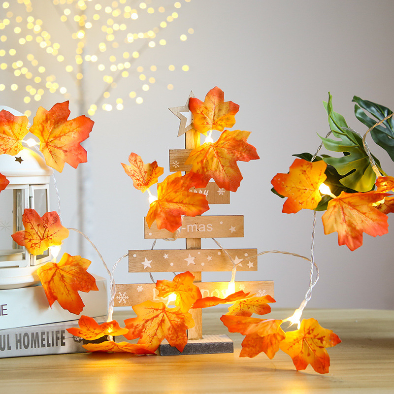 Cross-border led maple leaf color lights, flashing lights, string lights, starry sky, holiday Christmas room decoration, battery USB star lights pic 25