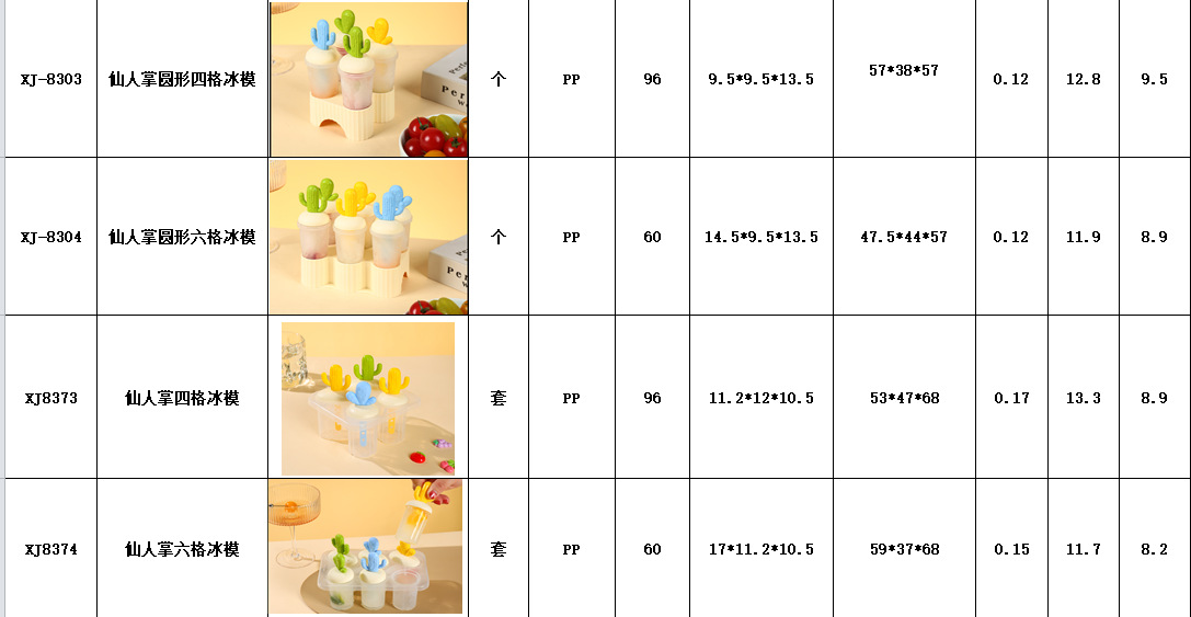 万福仙人掌四格冰模塑料六格冰棒模冻冰棍雪糕模具详情2