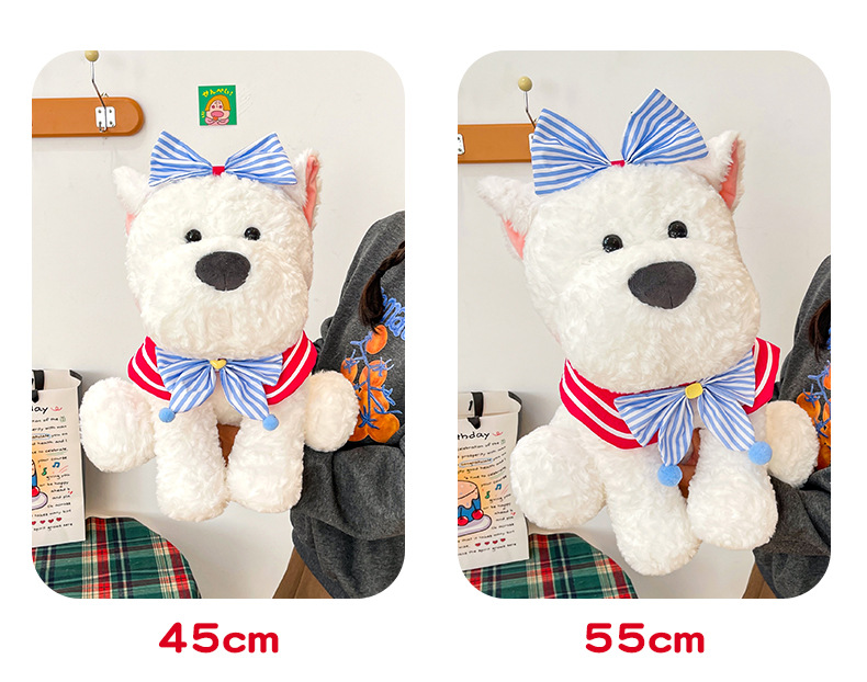 蝴蝶结西高地毛绒玩具狗狗公仔潦草狗毛绒玩偶娃娃机兑换工厂批发详情13