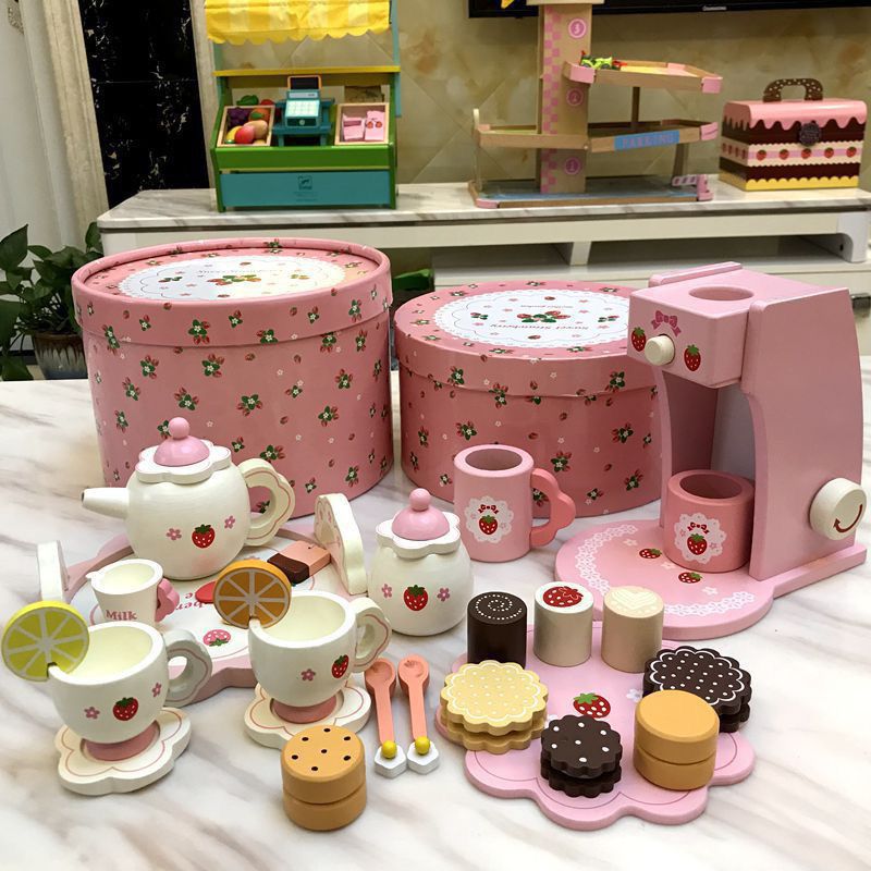 Wooden cut-and-cut fun House kitchen Little princess toy girl New Year Birthday gift simulation cake for children pic 2