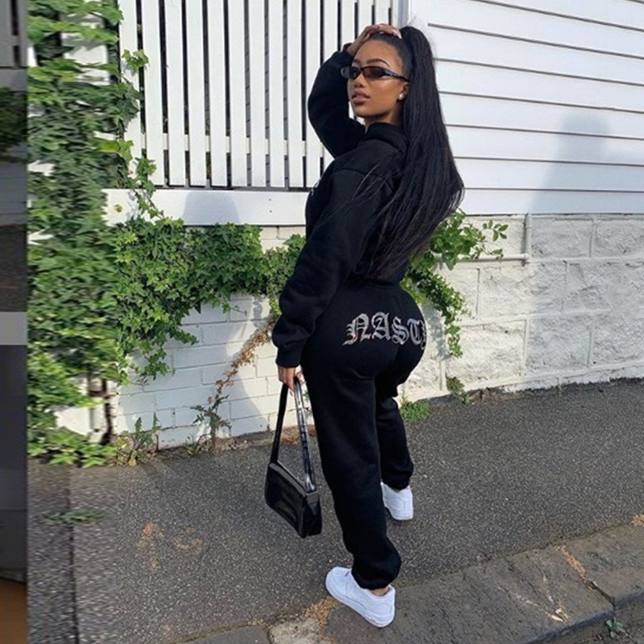 fashion printed sweatshirt sweatpants two-piece set详情8