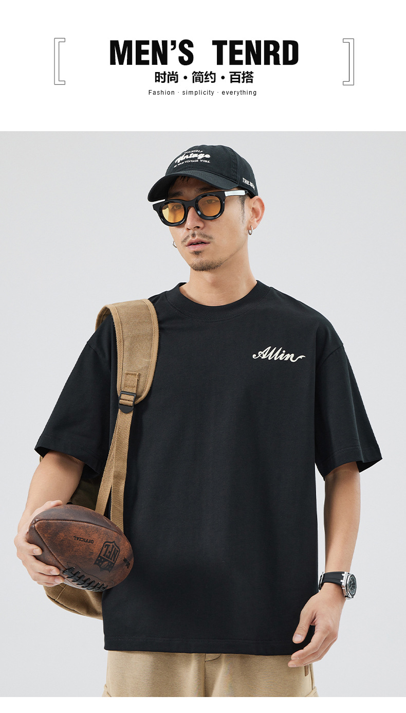 The 2025 summer new half-sleeved T-shirt for men is a trendy and versatile short-sleeved American retro printed loose round-neck T-shirt pic 1