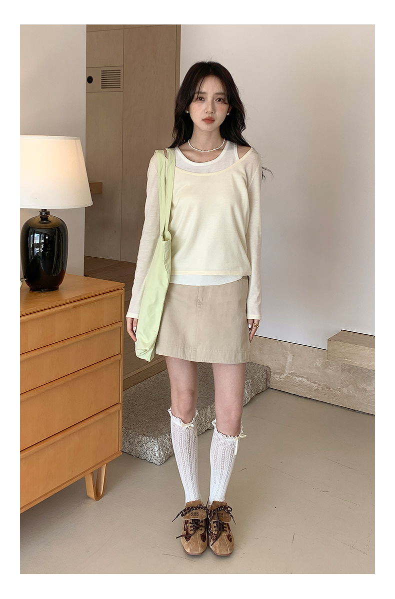 衣尔衫 清晨阳光 韩系假两件简约氛围感针织衫女气质新款温柔0326详情28