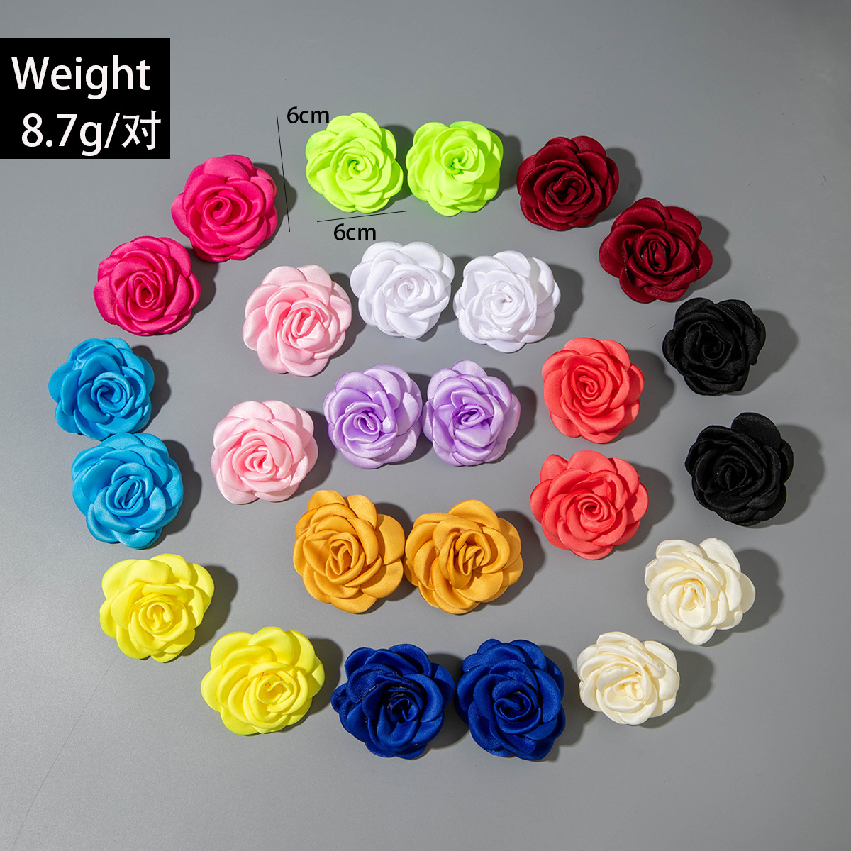 欧美跨境饰品简约烧边烤边布料山茶花耳环清新甜美花朵耳钉耳饰女详情2