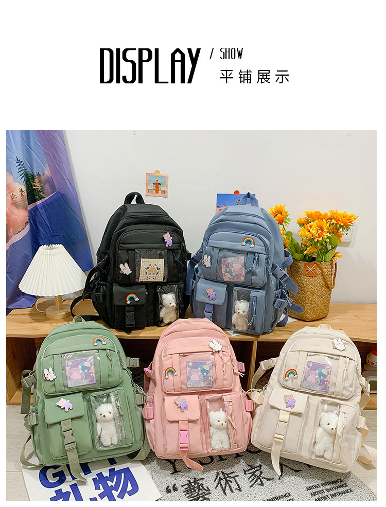 日系初高中生双肩包潮牌可爱小学生书包 韩版原宿ins风通勤背包女详情27