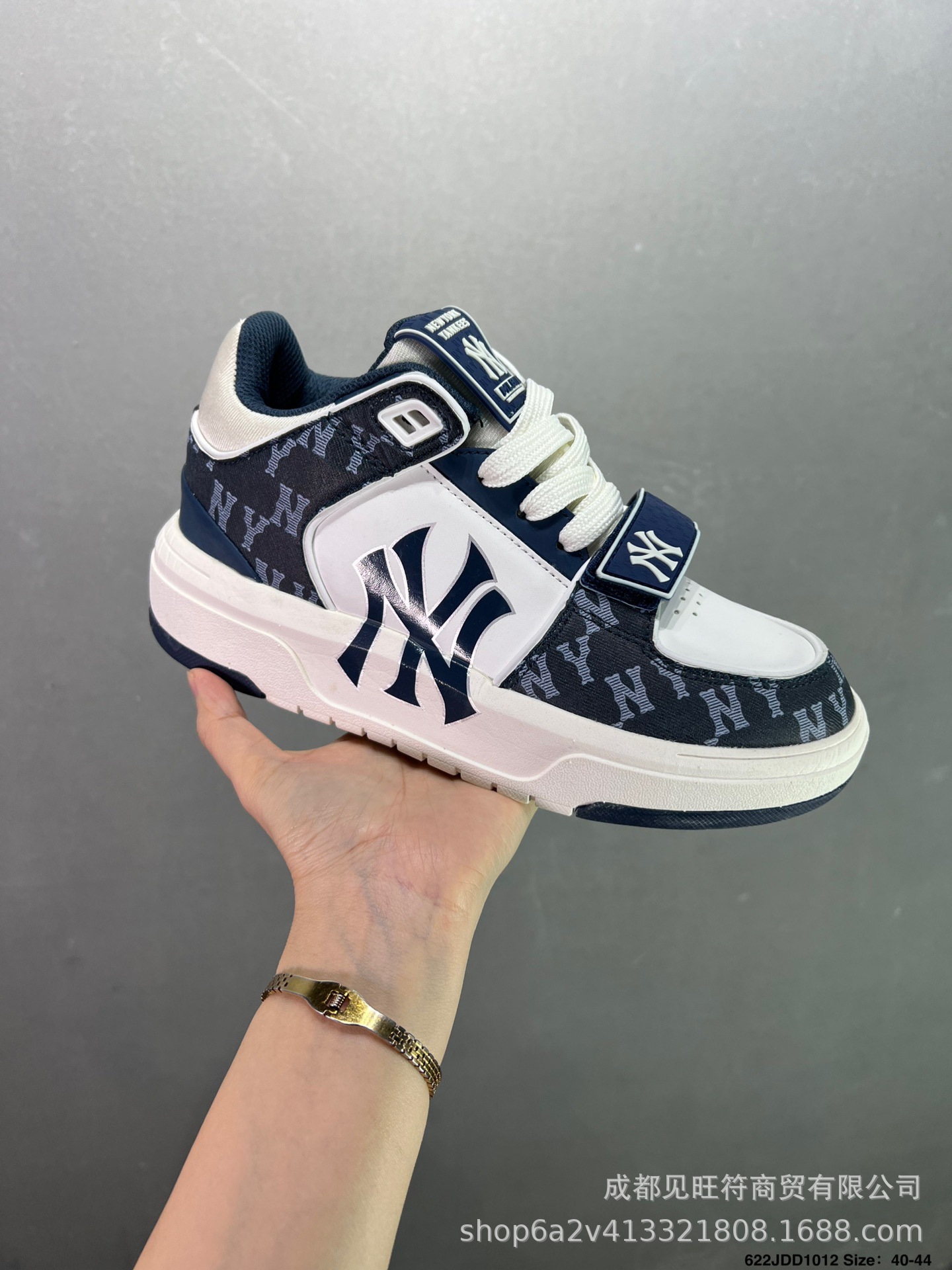 莆田纯原mlb老爹鞋学长鞋中帮NY大标洋基队厚底增高鞋6CM男女鞋详情14