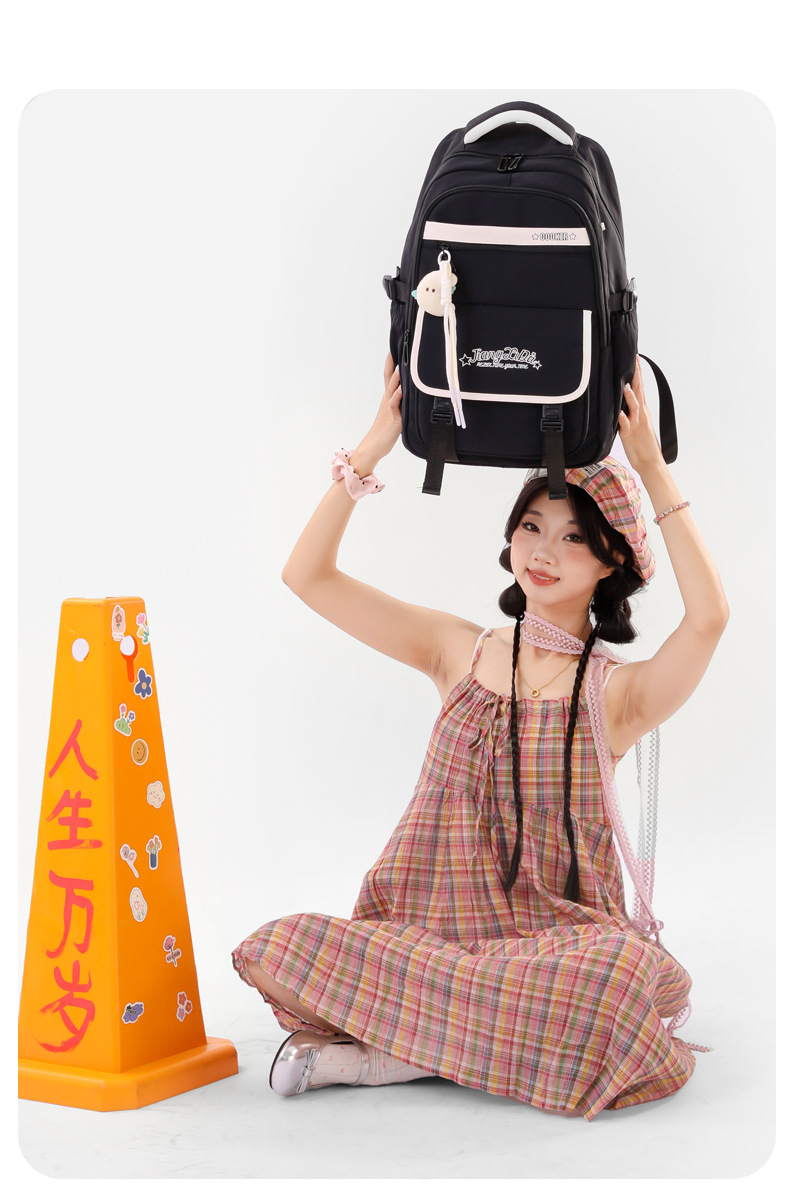 New high-appearance-level weight reduction and spine protection schoolbag for girls, junior high school students, large-capacity ultra-light campus backpack for teenagers pic 28