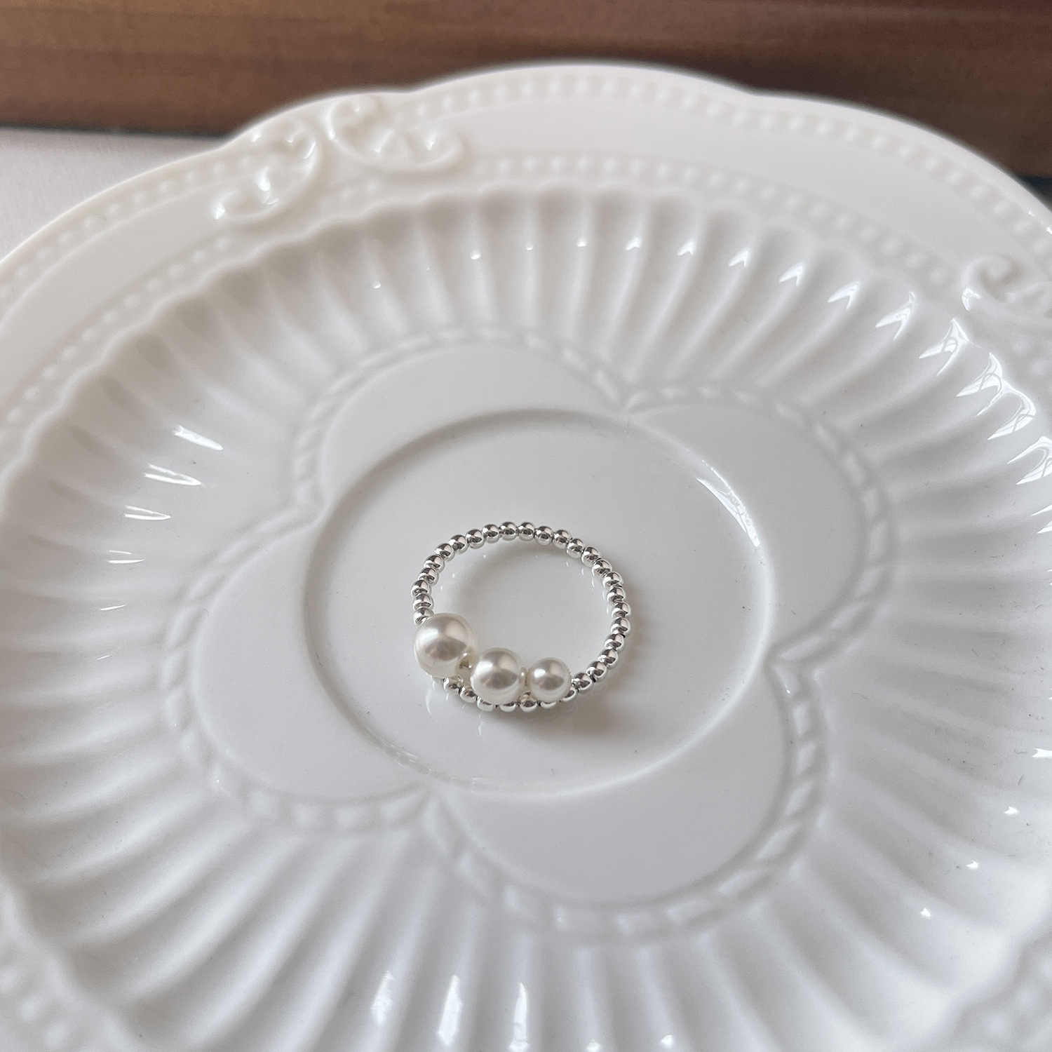 S925 plata esterlina austria shi jia perla anillo para mujeres exquisito diseño de nicho apertura de alto nivel sentido ligero perlas de plata de lujo pic 4