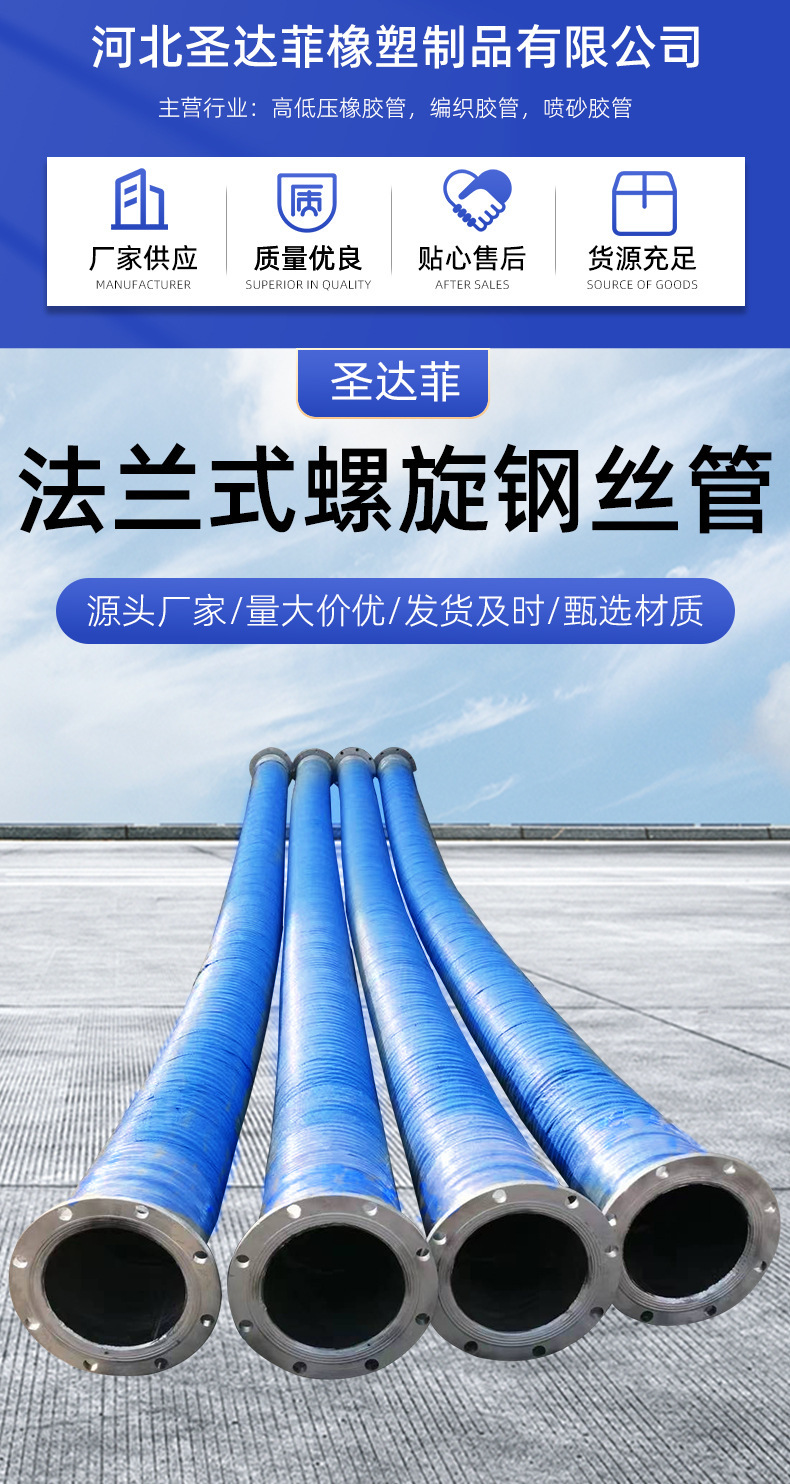 大口径法兰式钢丝骨架缠绕胶管耐油耐高压抽沙排污钢丝液压管详情1