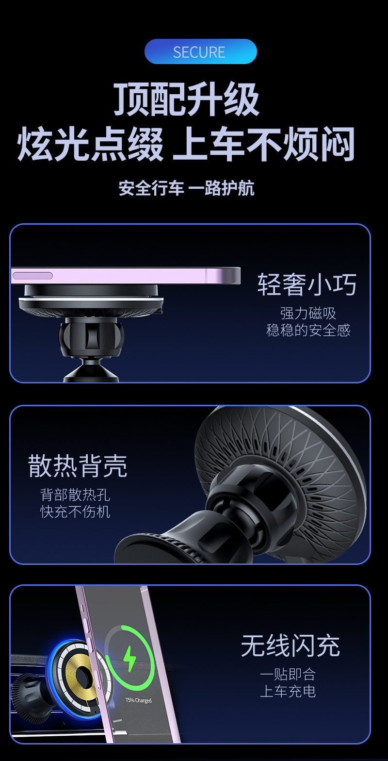 Magsafe磁吸车载无线充电器15W无线快充车载出风口吸盘导航支架H304详情9