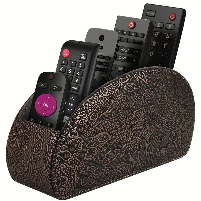 Leather storage rack with compartments, home leather storage rack, remote control stand, box tray, desktop organization pic 3