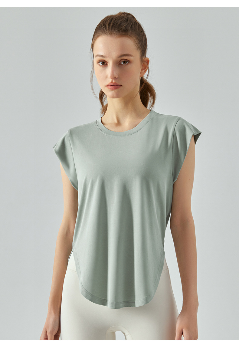 Spring and summer yoga vest top for women, loose, slimming and concealing yoga wear, running training, short-sleeved fitness T-shirt pic 23