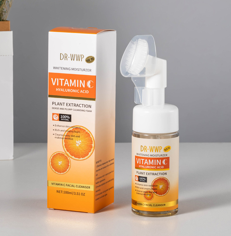 Cross-border VC facial cleanser deeply cleanses the face. Vitamin C facial mousse for export. Two-in-one facial cleanser for washing and removing pic 3