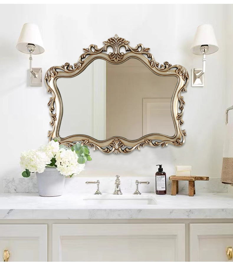 新款雕花浴室镜欧式复古美式卫浴镜酒店壁挂装饰镜梳妆卫生间镜子详情42