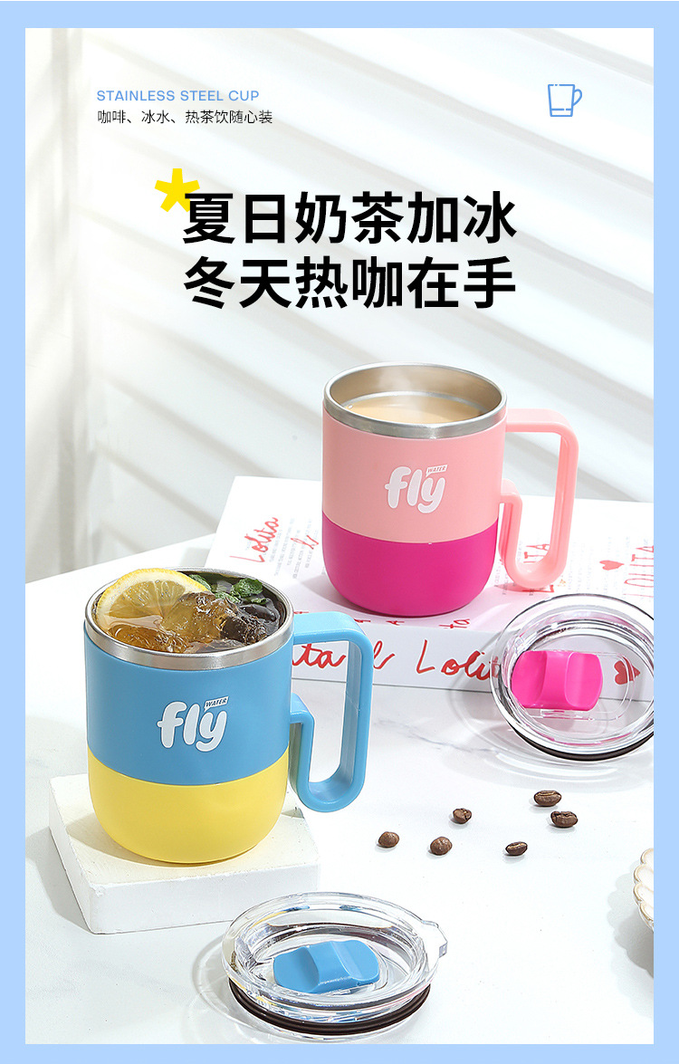 The 304 stainless steel fashionable and cute travel cup with a straw and handle rope design is a portable and simple student water cup pic 3