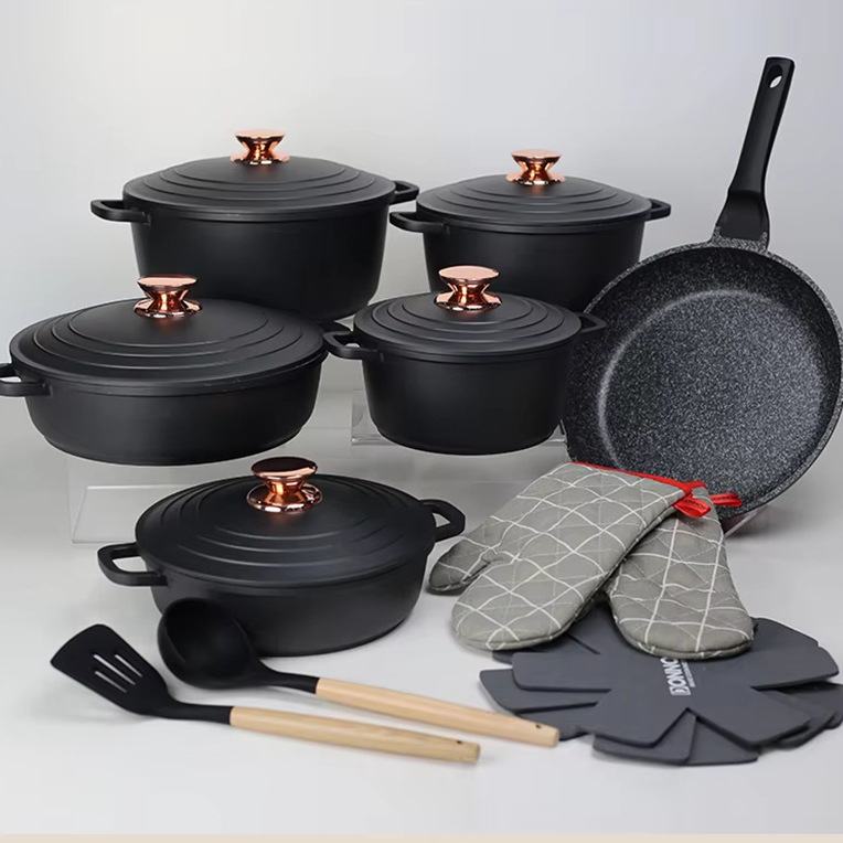 18pcs cookware Set 18-piece non-stick aluminum pot die-cast lid set tourmaline die-cast aluminum cookware pic 2