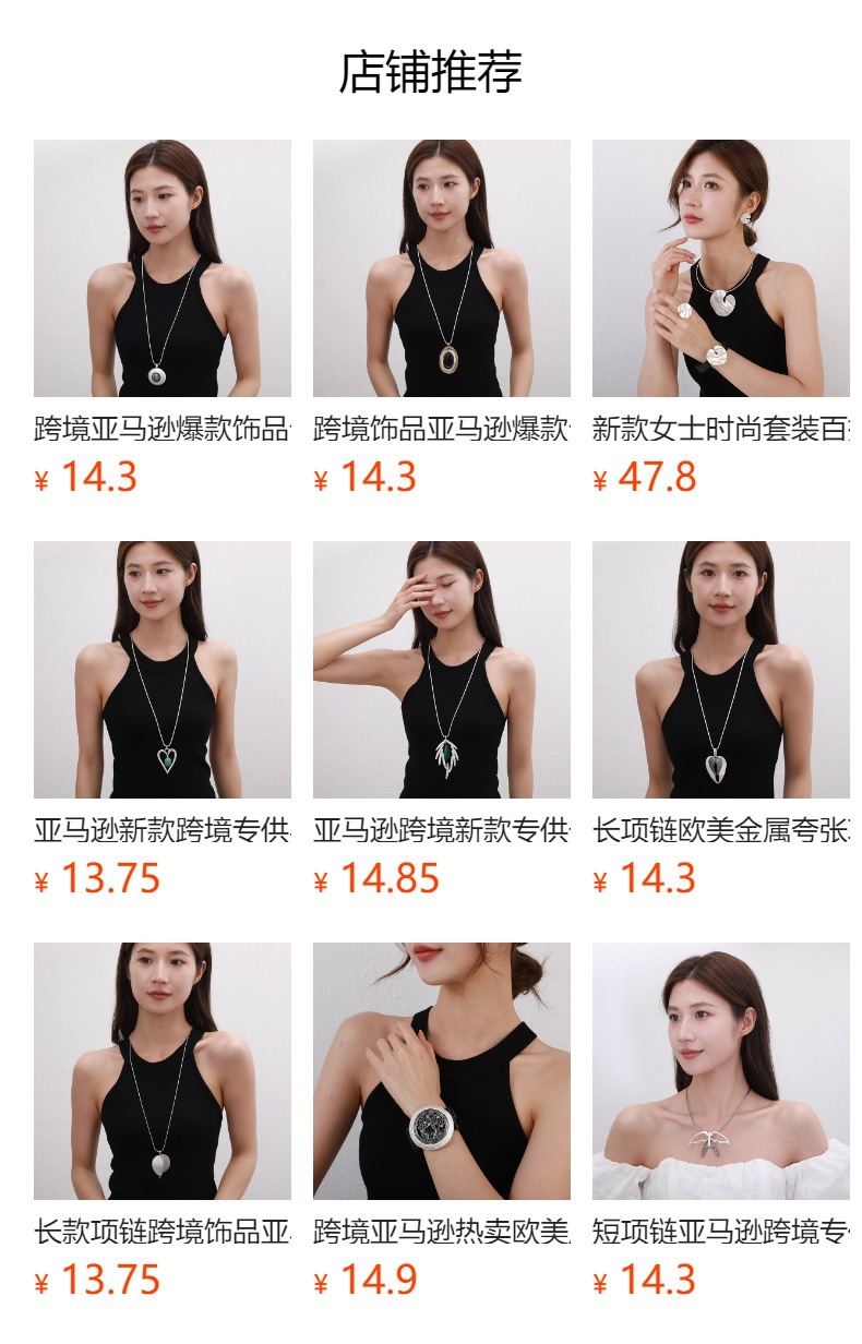 亚马逊爆款跨境外贸欧美复古简约吊坠高级感ins风项链长款毛衣链详情1