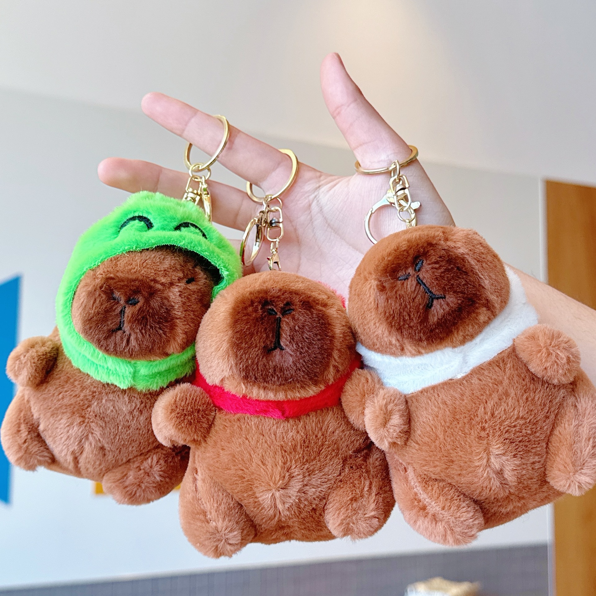 爆款水豚毛绒玩偶钥匙扣水豚鼠挂饰挂件抓娃娃机公仔玩具礼品详情2