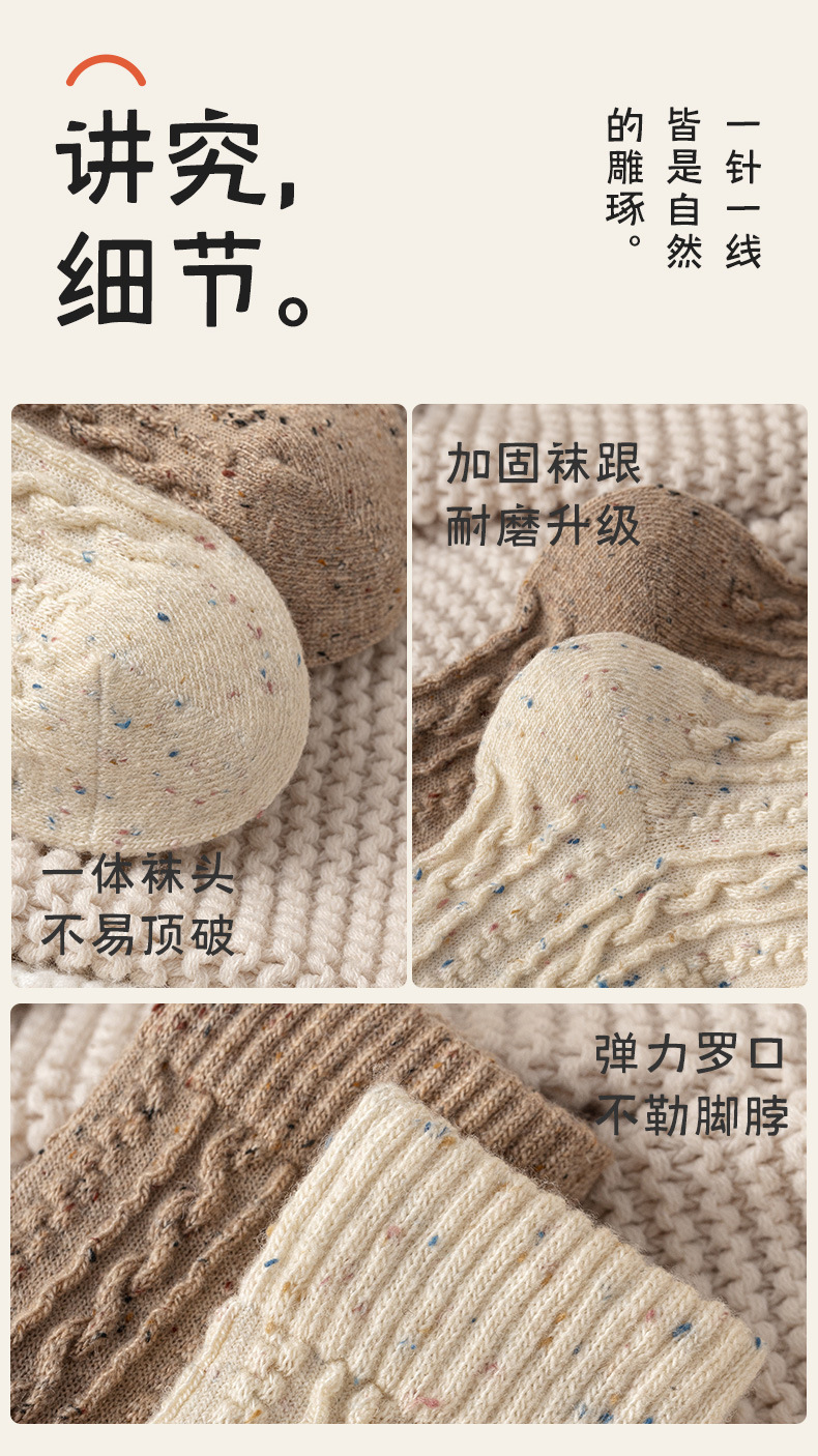 国潮羊毛袜子女款春秋冬季中筒袜堆堆袜加厚加绒保暖麻花纹羊绒袜详情16