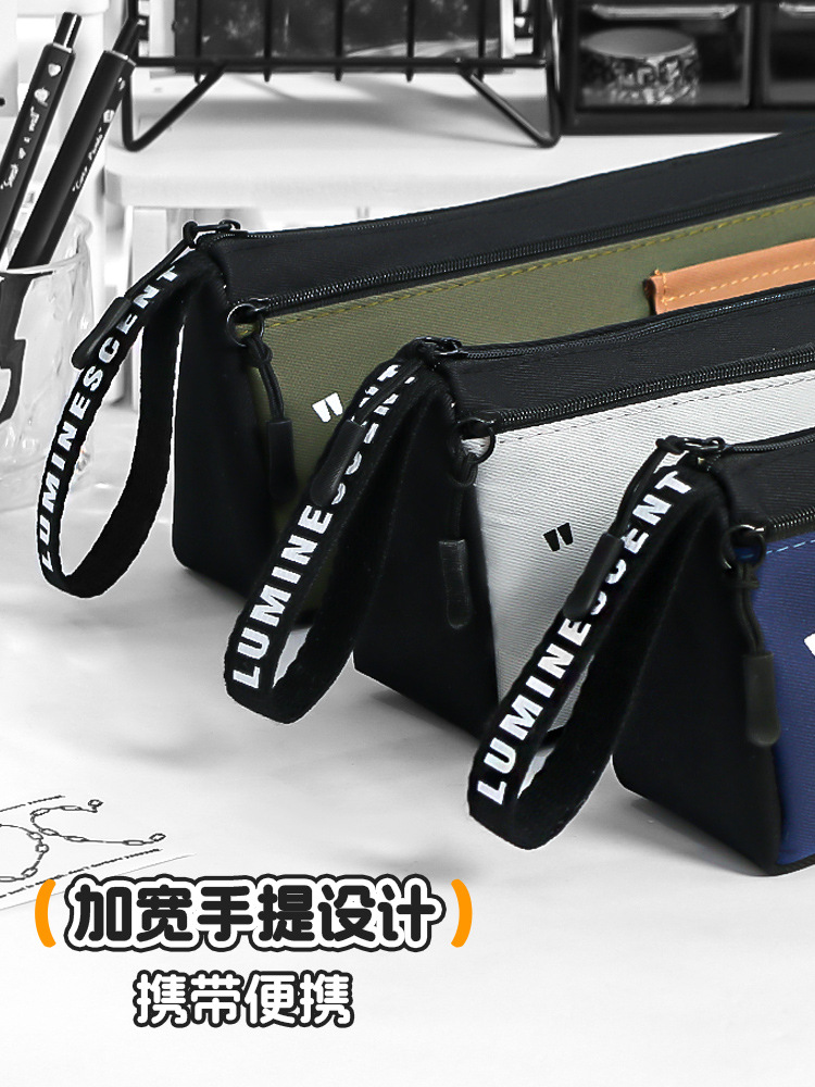 双层大容量笔袋文艺青年帆布简约日系文具袋设计感文具袋详情4