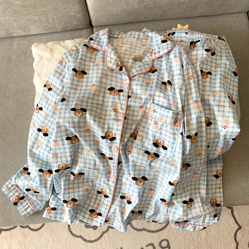 Spring new Cloud cotton Korean InS-style long-sleeved pajamas for girls, sweet and cartoonish, cute student home wear set pic 10