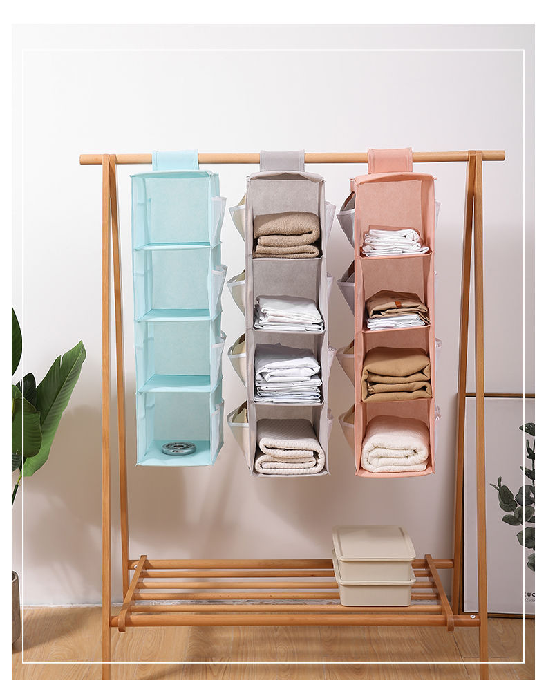 Wardrobe storage hanging bag, three-dimensional hanging multi-functional bag, clothing storage bag, fabric underwear organizing hanging bag pic 12