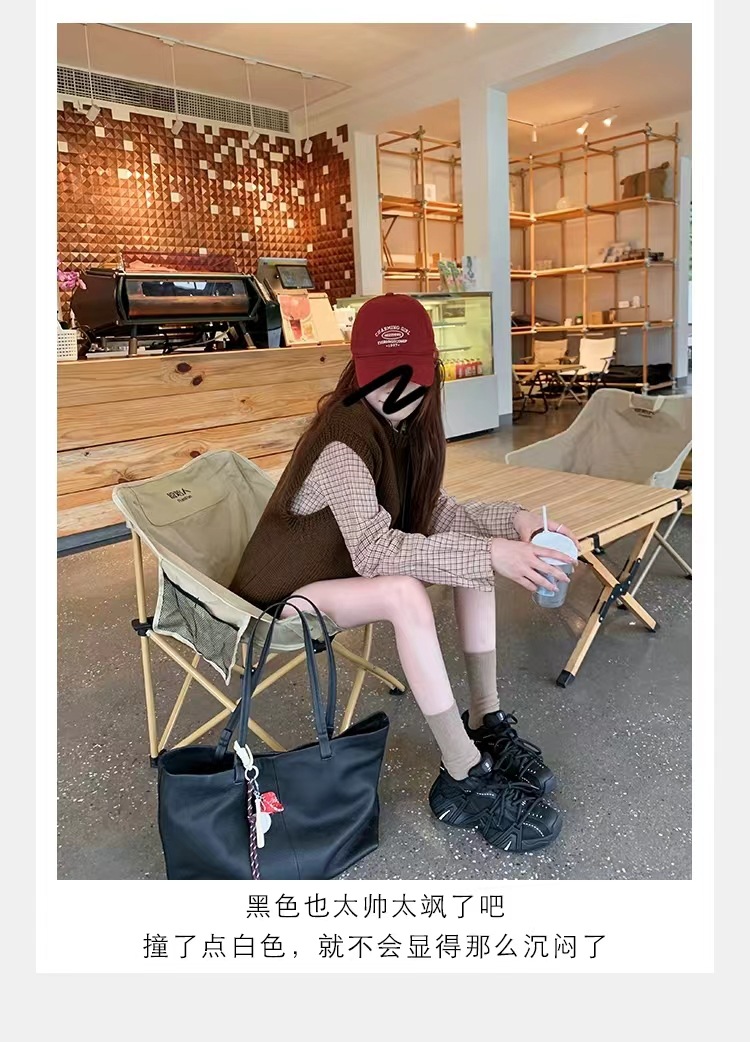 葡萄妈同款 画报女孩 时髦双鞋带网面拼接厚底增高老爹鞋女真皮详情14