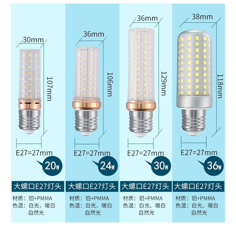 LED bulb screw socket energy-saving corn lamp, ultra-bright household E27E14 crystal chandelier, light source for living room, bedroom and dining room pic 12