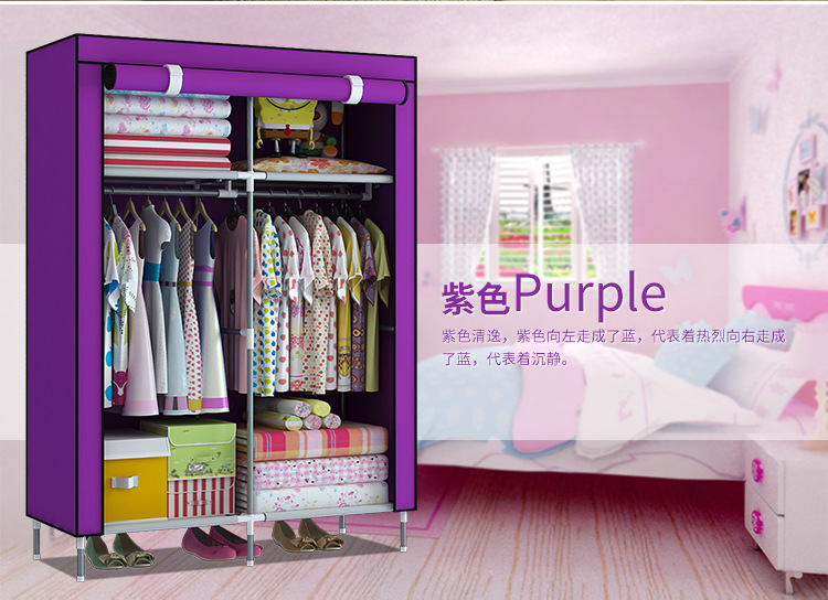 Economical baby clothes storage and organization for rental house, non-woven fabric moisture-proof steel pipe simple thickened and thickened fabric wardrobe pic 10