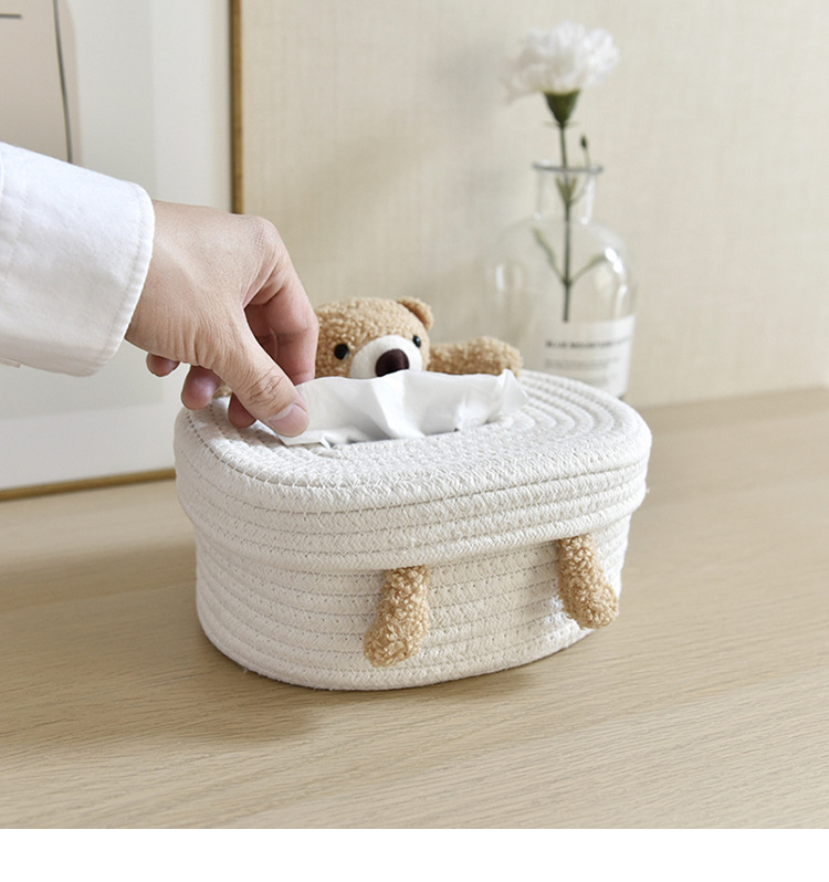 创意北欧风纸巾盒抽纸盒简约卡通棉绳长方形家用客厅餐桌餐巾盒详情3