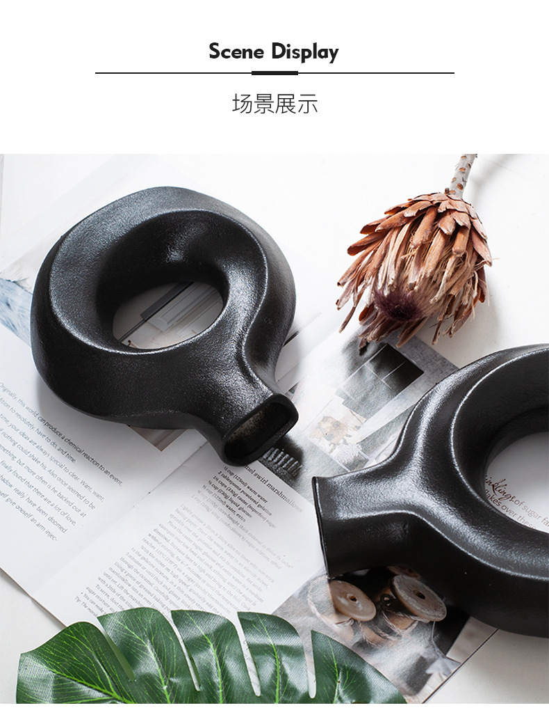 2025陶瓷花瓶摆件ins北欧圆圈花瓶创意陶瓷花瓶跨境热销白色花瓶陶瓷详情8