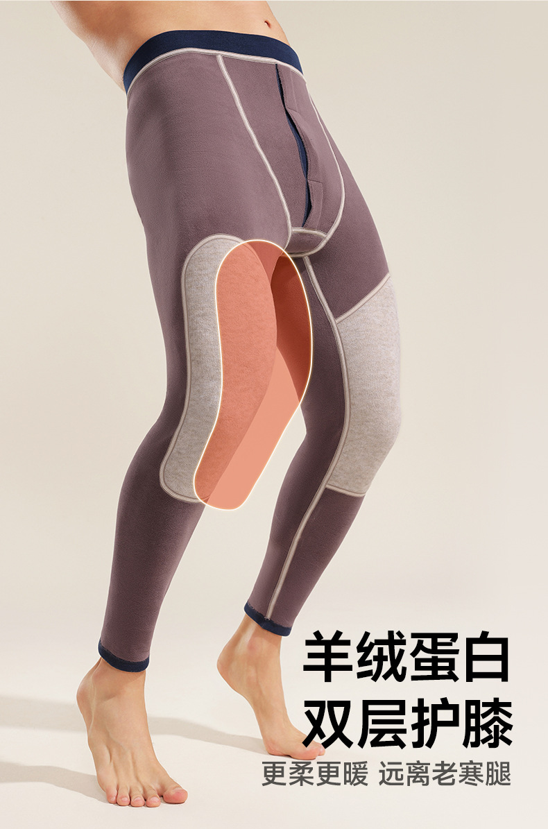 男士羊绒蛋白护膝保暖裤男厚款加绒中老年高腰深裆摇粒绒棉裤女款详情7