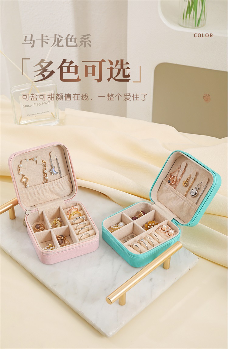 Multi-functional portable, exquisite and small jewelry box, travel bracelet, stud earrings, bedroom desktop new storage box pic 7