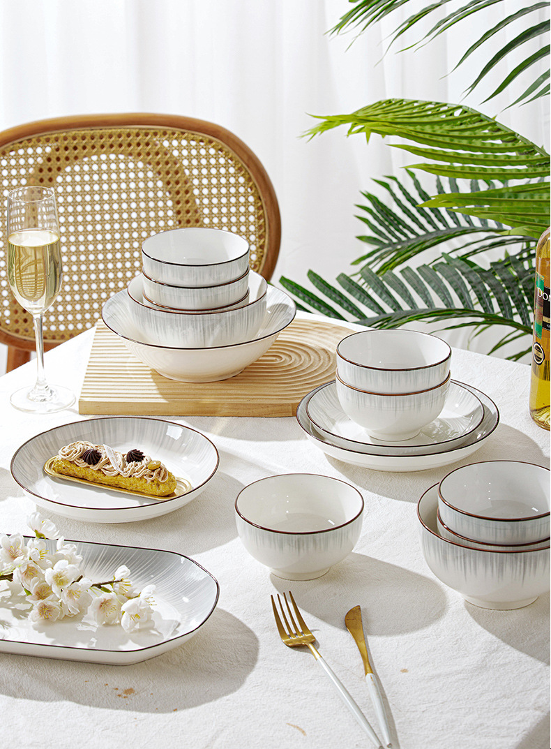 碗碟套装家用釉下彩饭碗家用简约现代2025新款陶瓷碗盘筷餐具套装详情19